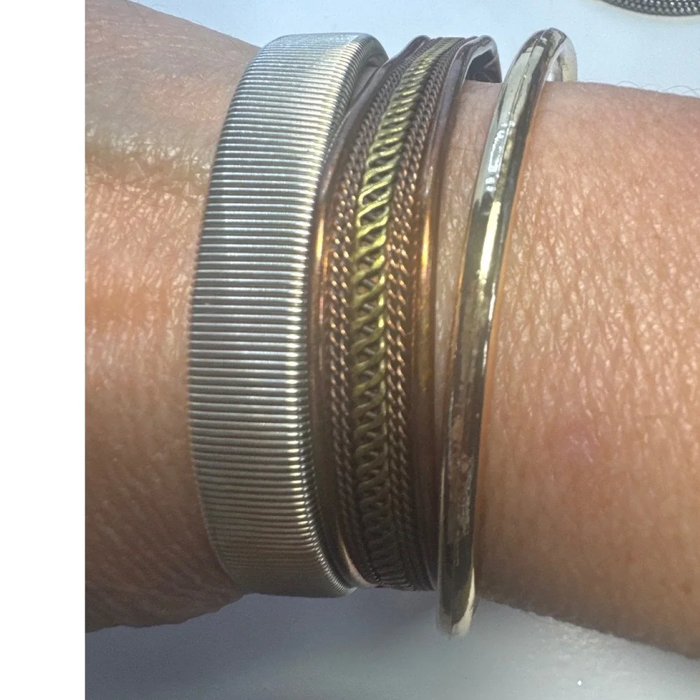 Unbranded Mixed Metal Bracelet Set Womens OS Gold‎ Copper Good 3pc Stack